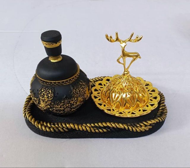 New type metal water diamond incense burner with golden hollow design Arabic incense burner