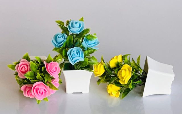 Balcony Home Bedroom Led Rose Decorative Table Lamp Artificial Bedside Flower Pot